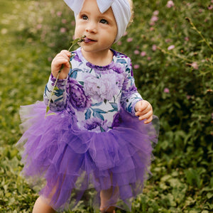 Baby Kids Bamboo Pajamas — You're Peony One For Me Tulle Tutu Dress - Long Sleeves — Image 1
