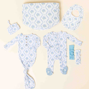 Baby Kids Bamboo Pajamas — Blue-tiful Bloom Essential Bundle — Image 1