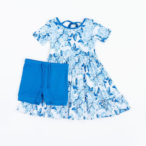 My Something Blue Girls Dress & Shorts Set - Image 2 - Bums & Roses