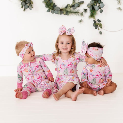Baby Kids Bamboo Pajamas — Merry Little Pinkmas Party Dress — Image 20