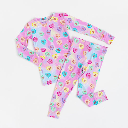 Sweethearts® Pink Pastel Hearts Two-Piece Pajama Set - Image 2 - Bums & Roses