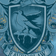 Ravenclaw crest featuring a raven and blue background