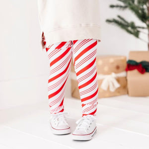 Baby Kids Bamboo Pajamas — Candy Cane Bamboo Leggings — Image 1