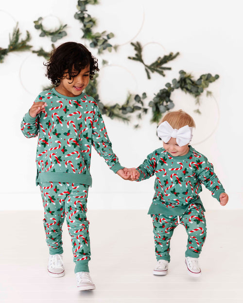 Baby Kids Bamboo Pajamas — Candy Cane Lane Jogger Set — Image 8