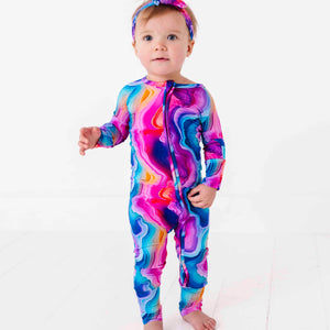 Baby Kids Bamboo Pajamas — Agate You Covered Convertible Romper — Image 1