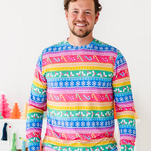 Baby Kids Bamboo Pajamas — Merry and Bright Men's Long Sleeve Shirt — Image 1