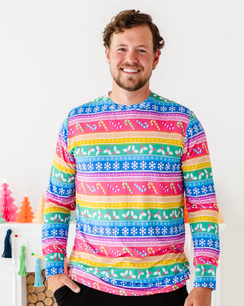 Baby Kids Bamboo Pajamas — Merry and Bright Men's Long Sleeve Shirt — Image 1