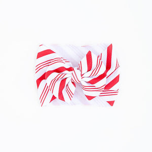 Baby Kids Bamboo Pajamas — Candy Cane Biggie Bow — Image 1