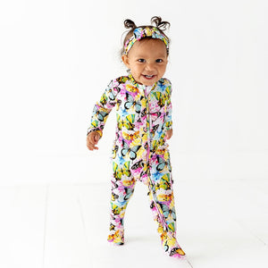 Bums & Roses - Baby & Kids Bamboo Pajamas - Flutter Away Ruffle Footie - Image 1