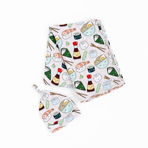 On a Seafood Diet Swaddle Beanie Set - Image 2 - Bums & Roses