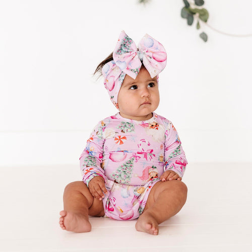 Baby Kids Bamboo Pajamas — Merry Little Pinkmas Biggie Bow — Image 7