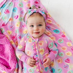 Bums & Roses - Baby & Kids Bamboo Pajamas - Sweethearts® Pink Pastel Hearts Bum Bum Blanket - Plush - Image 1