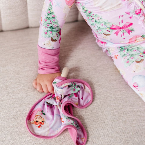 Baby Kids Bamboo Pajamas — Merry Little Pinkmas Convertible Ruffle Romper — Image 21