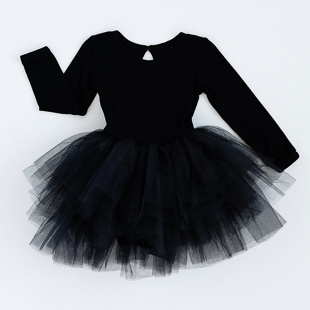 Black Ribbed Tulle Tutu Dress
