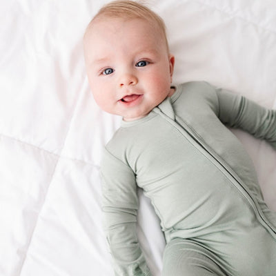 Bums & Roses - Baby & Kids Bamboo Pajamas - Eucalyptus Footie - Image 1