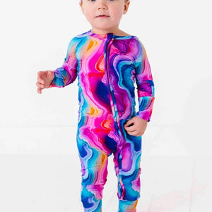 Bums & Roses - Baby & Kids Bamboo Pajamas - Agate You Covered Convertible Romper - Image 1