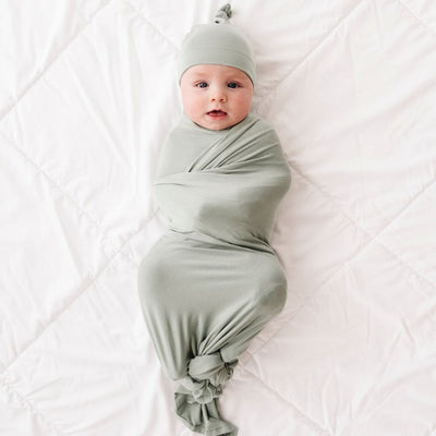 Bums & Roses - Baby & Kids Bamboo Pajamas - Eucalyptus Swaddle Beanie Set - Image 1