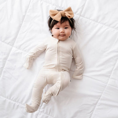 Bums & Roses - Baby & Kids Bamboo Pajamas - Cream Puff Footie - Image 1