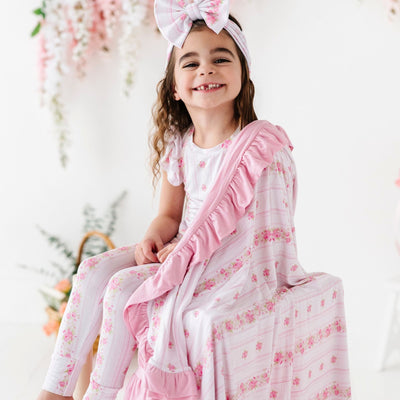 Bums & Roses - Baby & Kids Bamboo Pajamas - Enchanted Floral Lane Ruffle Bum Bum Blanket - Image 1