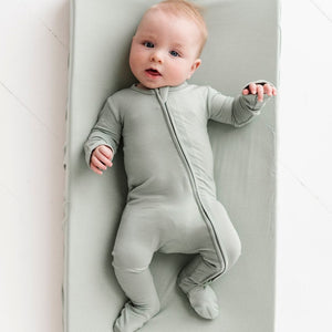 Baby Kids Bamboo Pajamas — Eucalyptus Changing Pad Cover — Image 1