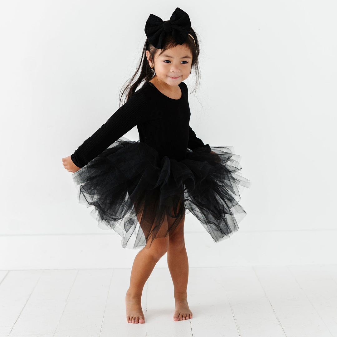black tutu dress for girl Black Tulle Tutu Dress with Long Train Skirt for Rockabilly Girls, Kids Halloween Costume or Gothic Princess Birthday Outfit