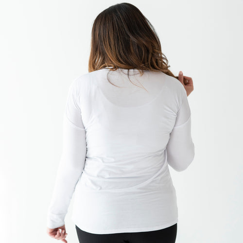 White Women's V-Neck Long Sleeve Shirt - Image 9 - Bums & Roses