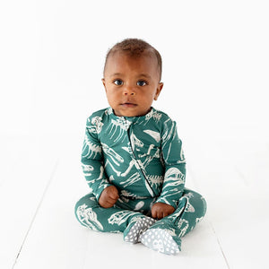 Bums & Roses - Baby & Kids Bamboo Pajamas - Bone To Pick Footie - Image 1