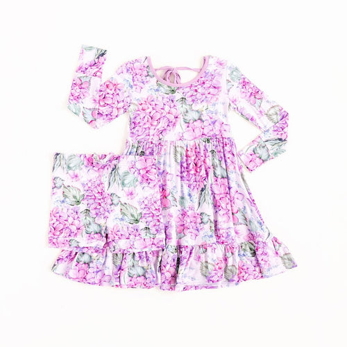 You Had Me At Hydrangea Girls Dress & Shorts Set - Long Sleeves - Image 2 - Bums & Roses