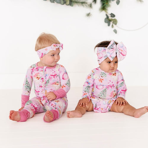Baby Kids Bamboo Pajamas — Merry Little Pinkmas Biggie Bow — Image 12