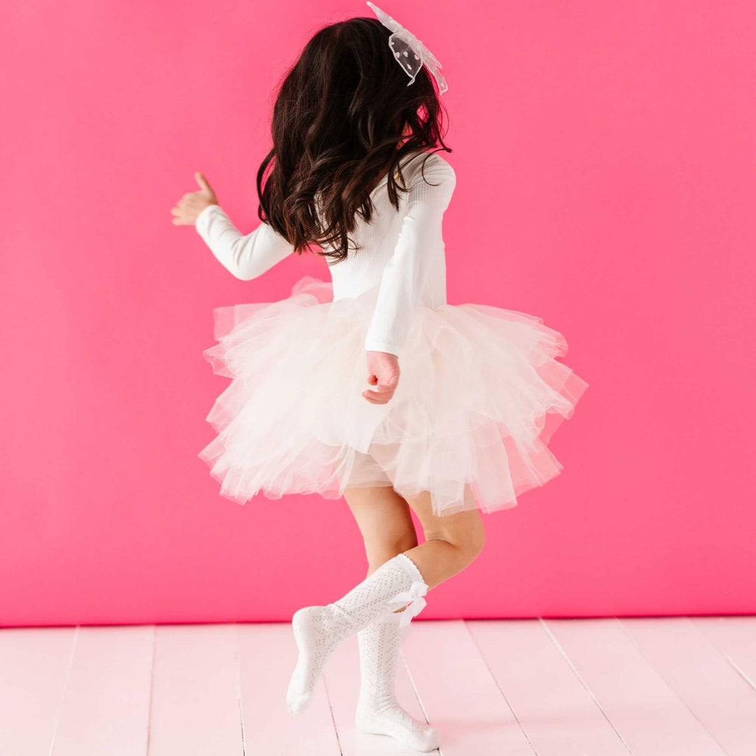 Ivory Ribbed Tulle Tutu Dress