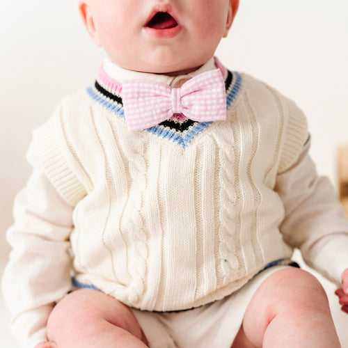 Pink Gingham Bow Tie - Image 4 - Bums & Roses