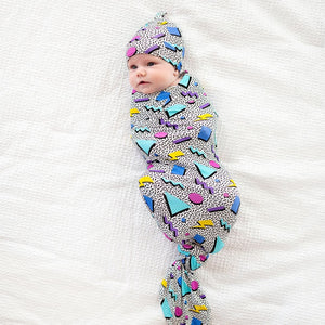 Baby Kids Bamboo Pajamas — Fresh Prints of Bel-Air Swaddle Beanie Set — Image 1