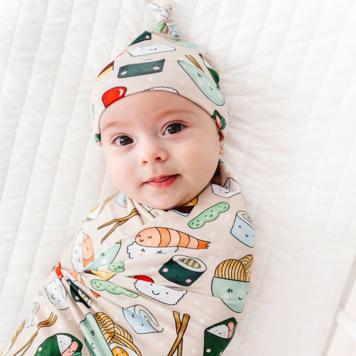 On a Seafood Diet Swaddle Beanie Set - Image 1 - Bums & Roses