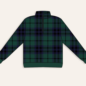 Baby Kids Bamboo Pajamas — Plaid Tidings 1/4 Zip Pullover Sweatshirt — Image 1