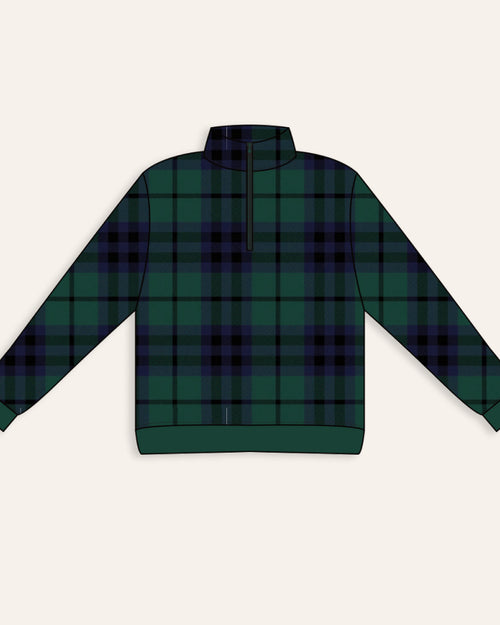Baby Kids Bamboo Pajamas — Plaid Tidings 1/4 Zip Pullover Sweatshirt — Image 1