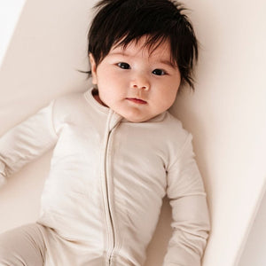 Baby Kids Bamboo Pajamas — Cream Puff Changing Pad Cover — Image 1