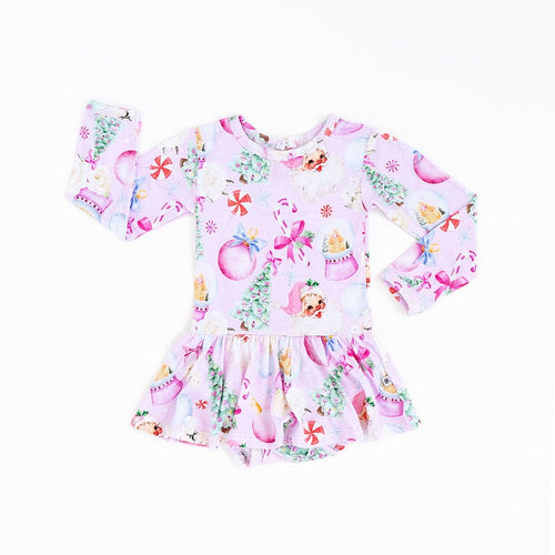 Baby Kids Bamboo Pajamas — Merry Little Pinkmas Ruffle Dress — Image 12