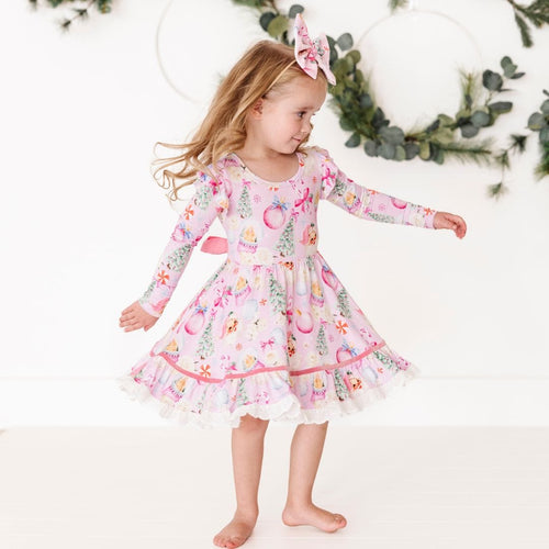 Baby Kids Bamboo Pajamas — Merry Little Pinkmas Party Dress — Image 13