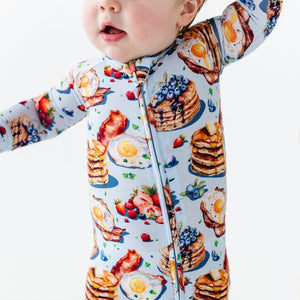 Baby Kids Bamboo Pajamas — Resting Brunch Face Convertible Romper — Image 1