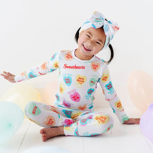 Sweethearts® Colorful Candy Heart Two-Piece Pajama Set - Image 3 - Bums & Roses