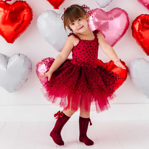 Baby Kids Bamboo Pajamas — Crimson Heart Tulle Tutu Dress — Image 1