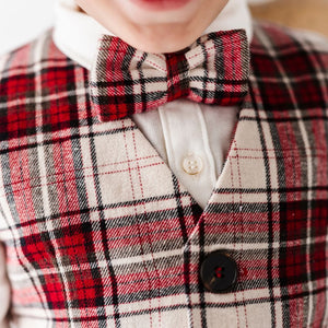 Bums & Roses - Baby & Kids Bamboo Pajamas - Plaid Holiday Bow Tie - Image 1