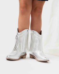 Baby Kids Bamboo Pajamas — Silver Metallic Fringe Western Boot — Image 1