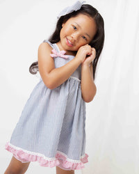 Baby Kids Bamboo Pajamas — Liberty Babydoll Seersucker Dress — Image 1
