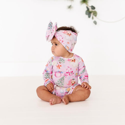 Baby Kids Bamboo Pajamas — Merry Little Pinkmas Biggie Bow — Image 13