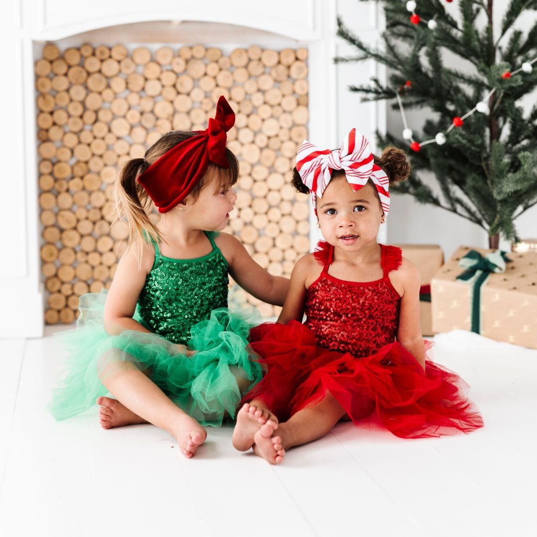green and red tutu dress Sequin Tulle floral lace bridal couture