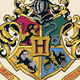 Hogwarts crest featuring four houses: Gryffindor, Slytherin, Hufflepuff, and Ravenclaw.