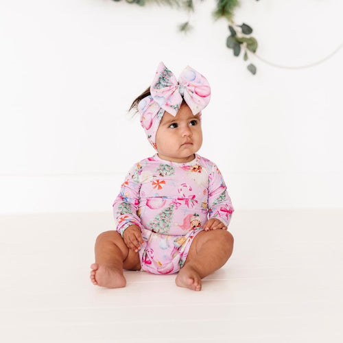 Baby Kids Bamboo Pajamas — Merry Little Pinkmas Ruffle Dress — Image 15