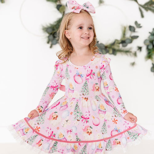 Baby Kids Bamboo Pajamas — Merry Little Pinkmas Party Dress — Image 16