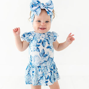 Bums & Roses - Baby & Kids Bamboo Pajamas - My Something Blue Ruffle Dress - Image 1